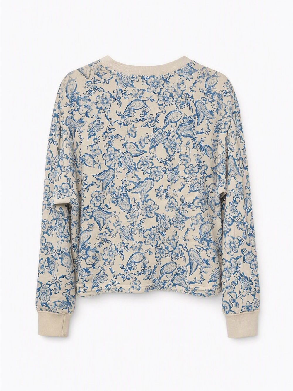 Sundry Floral Toile Sweatshirt – Blue Bird Print – Size 2 (M) - Picture 2 of 3